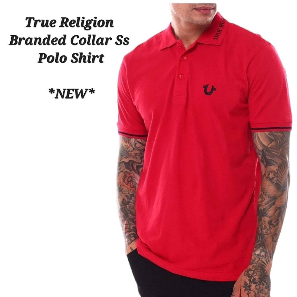 NEW True Religion Branded Collar SS Polo Shirt True Religion Polo Size Medium